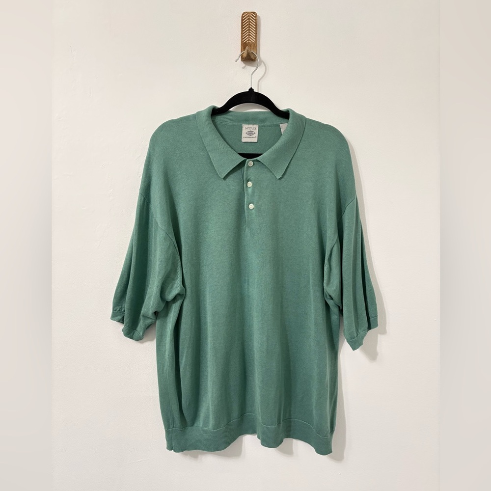 Latitude Northern Isles Silk Cotton Blend Green Polo shirt Sz L